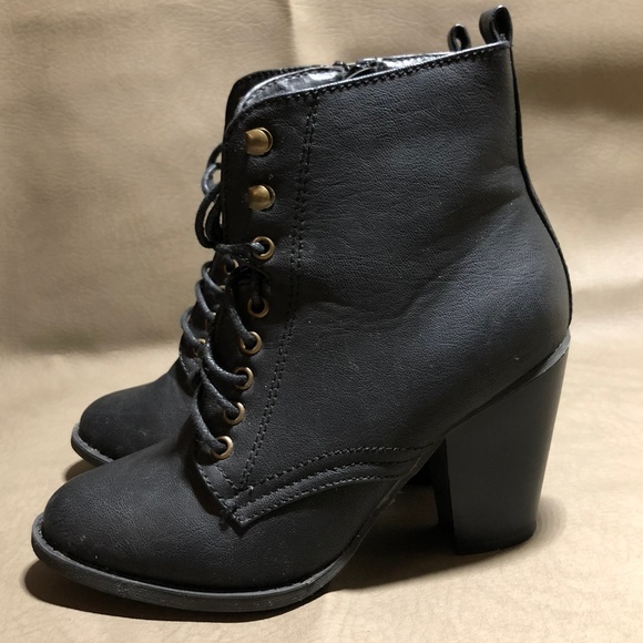 SOLD Lace Up Black Booties - Picture 2 of 4